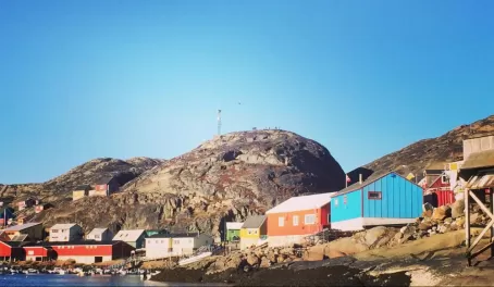 Approaching Kangaamiut, Greenland